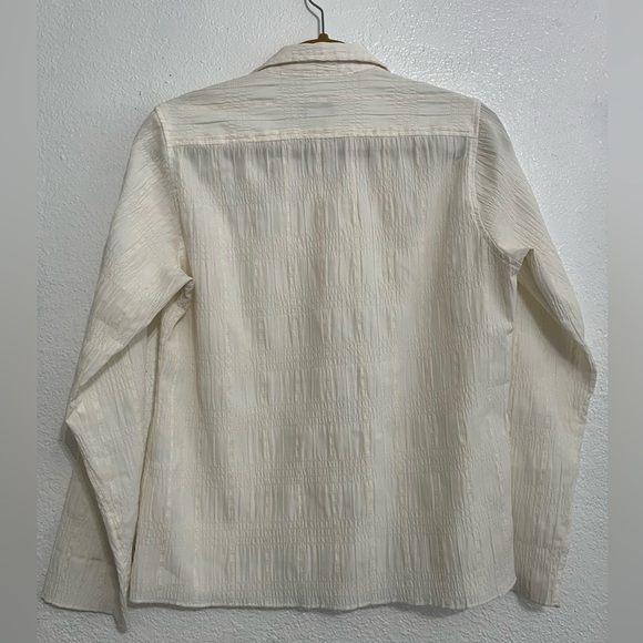 Woolrich Womens size small ivory Long Sleeve textured Button Down collared white - Picture 12 of 15